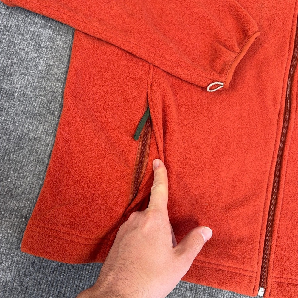 LL Bean Fleece Jacket Men 2XL Orange Inner Liner Full Zip Mock Neck Outdoor READ - Picture 4 of 10